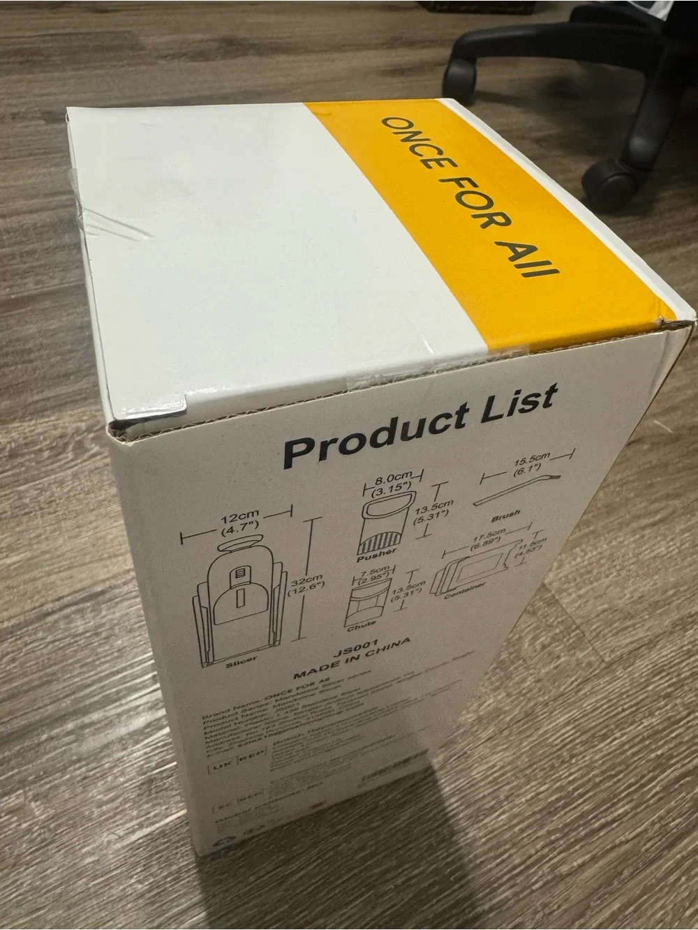 Once For All Mandoline Slicer - White & Yellow Box
